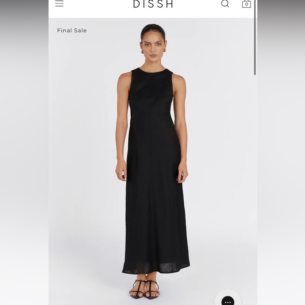DISSH MERCURY BLACK LINEN MIDI DRESS - 6 / BLACK